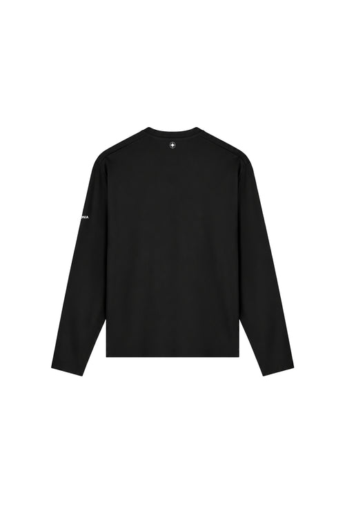 Black seamless long sleeve tee, back